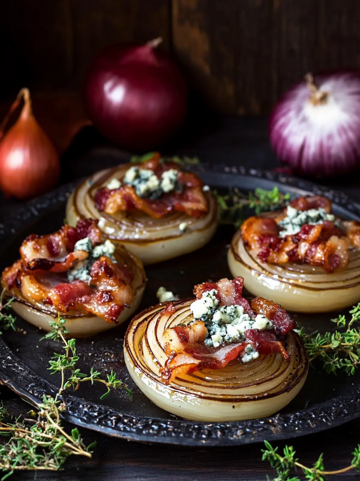 Onions with Bacon and Blue Cheese