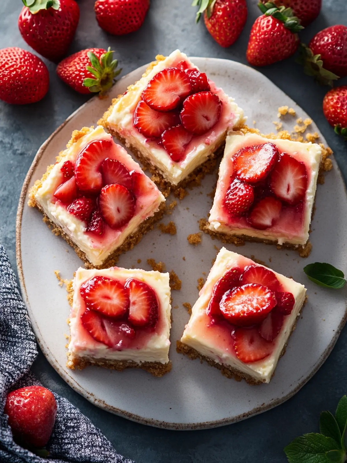 Strawberry Rhubarb Cheesecake Bars