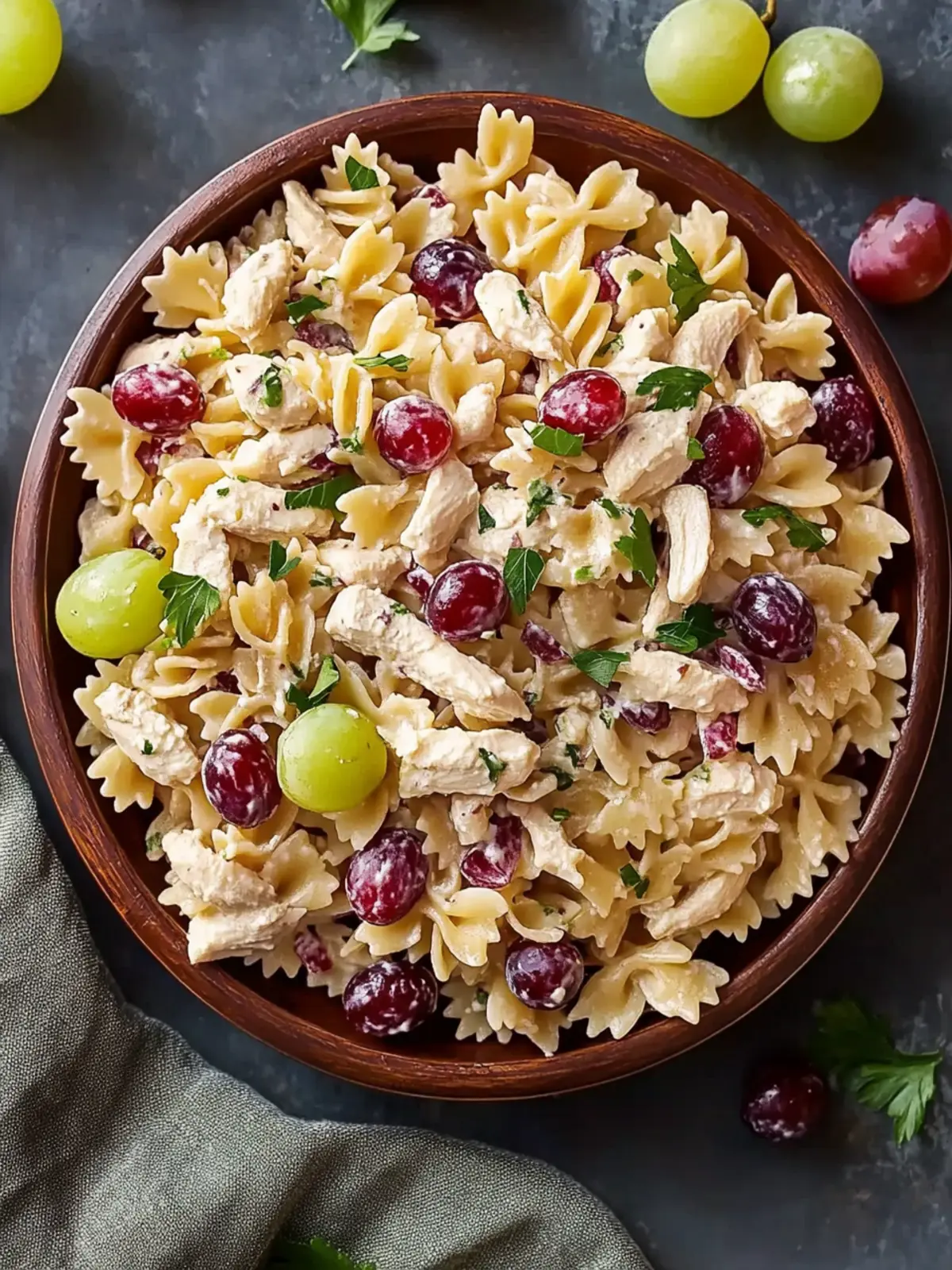 Cranberry Chicken Pasta Salad with Grapes
