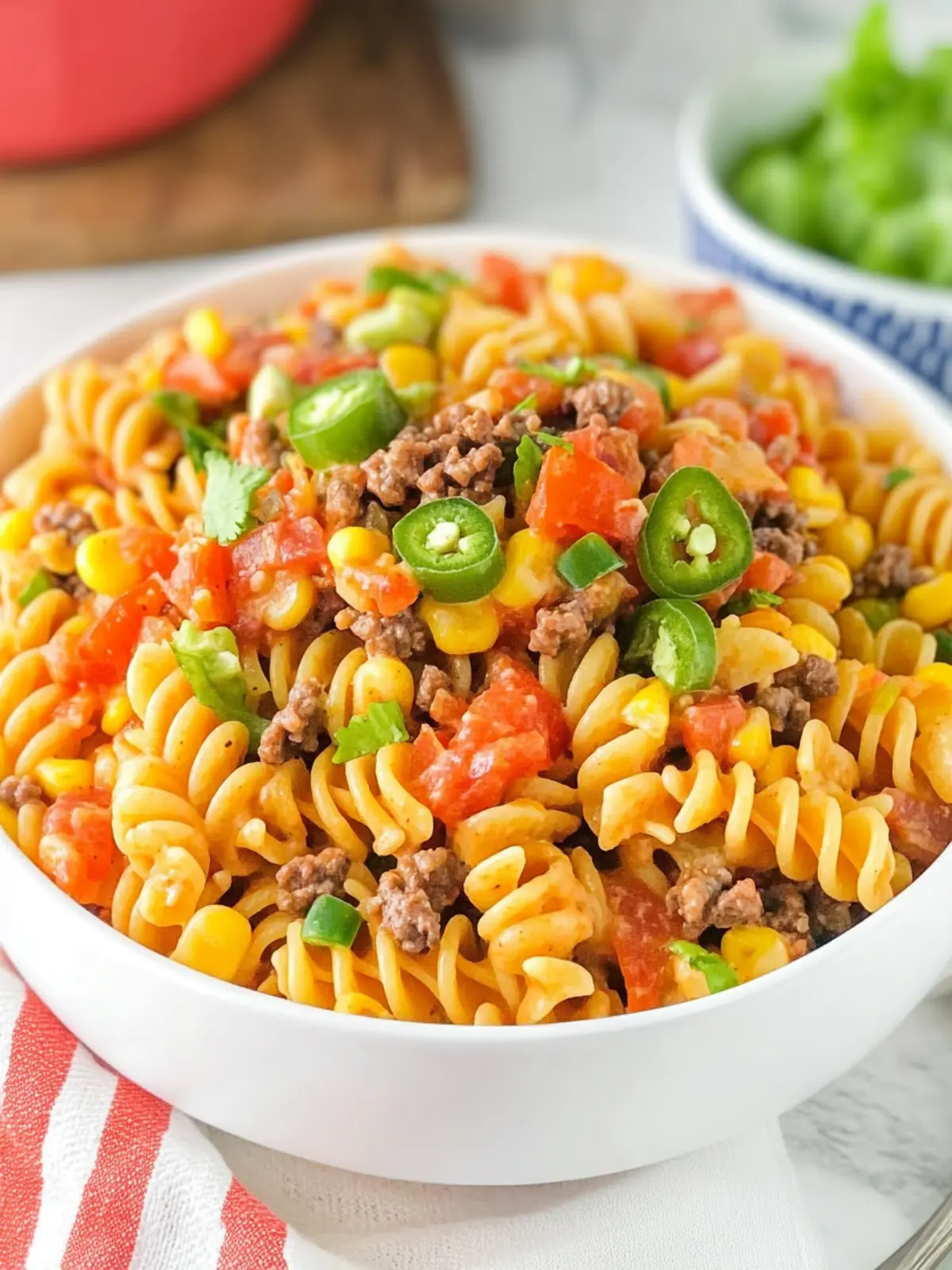 Cheesy Taco Pasta Salad with Catalina