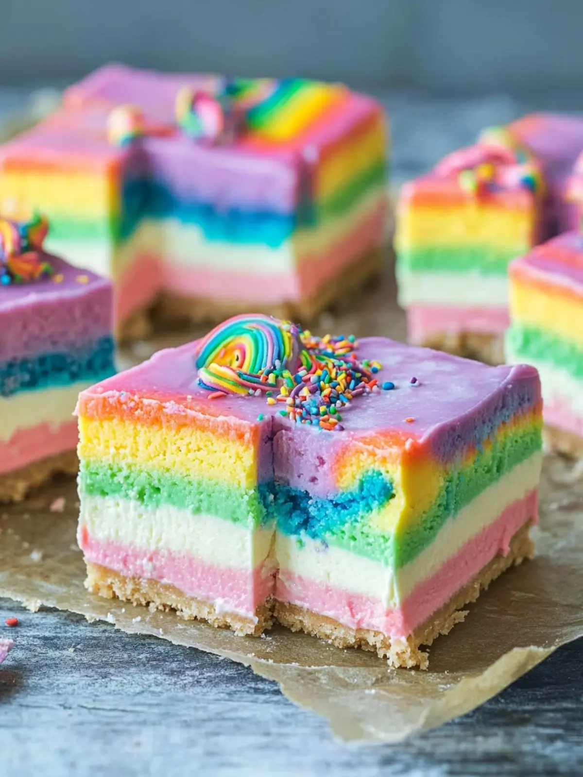Rainbow Cheesecake Bars