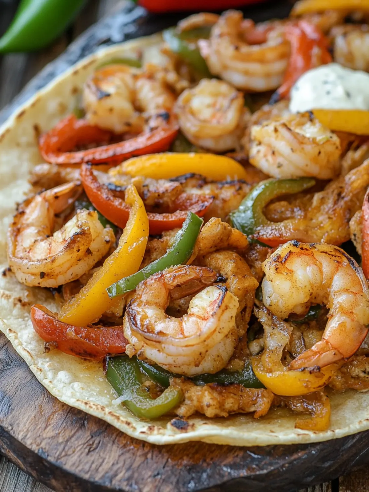 Shrimp Fajitas con Queso