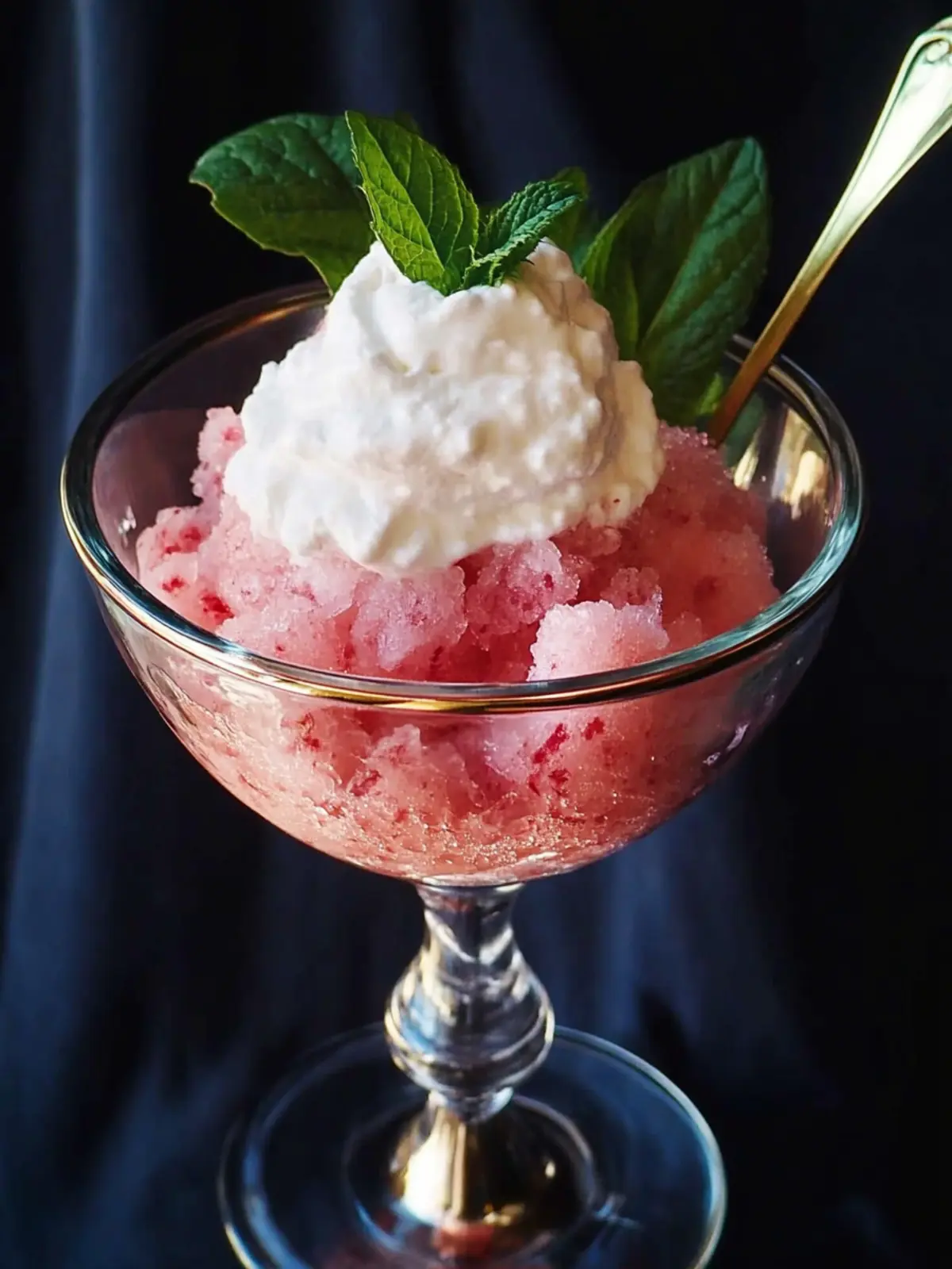 Rhubarb Granita with Whipped Cream