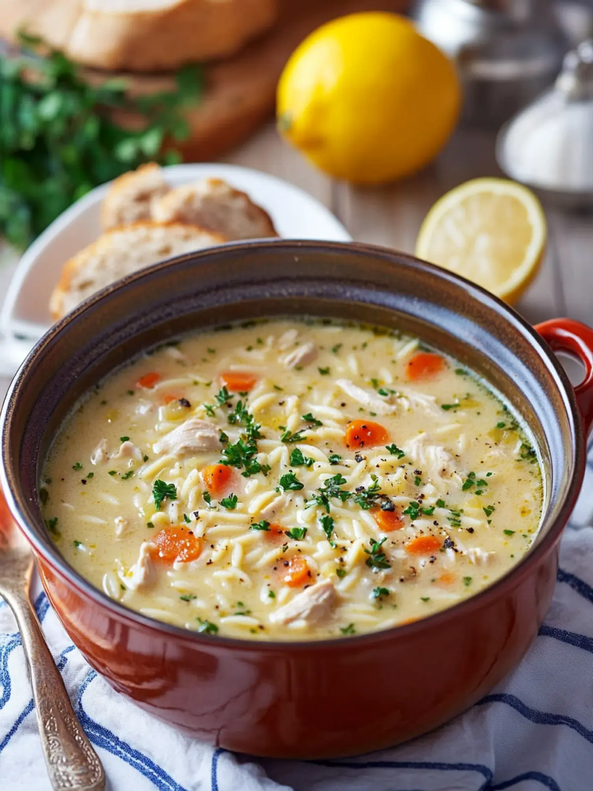 Creamy Lemon Orzo Chicken Soup