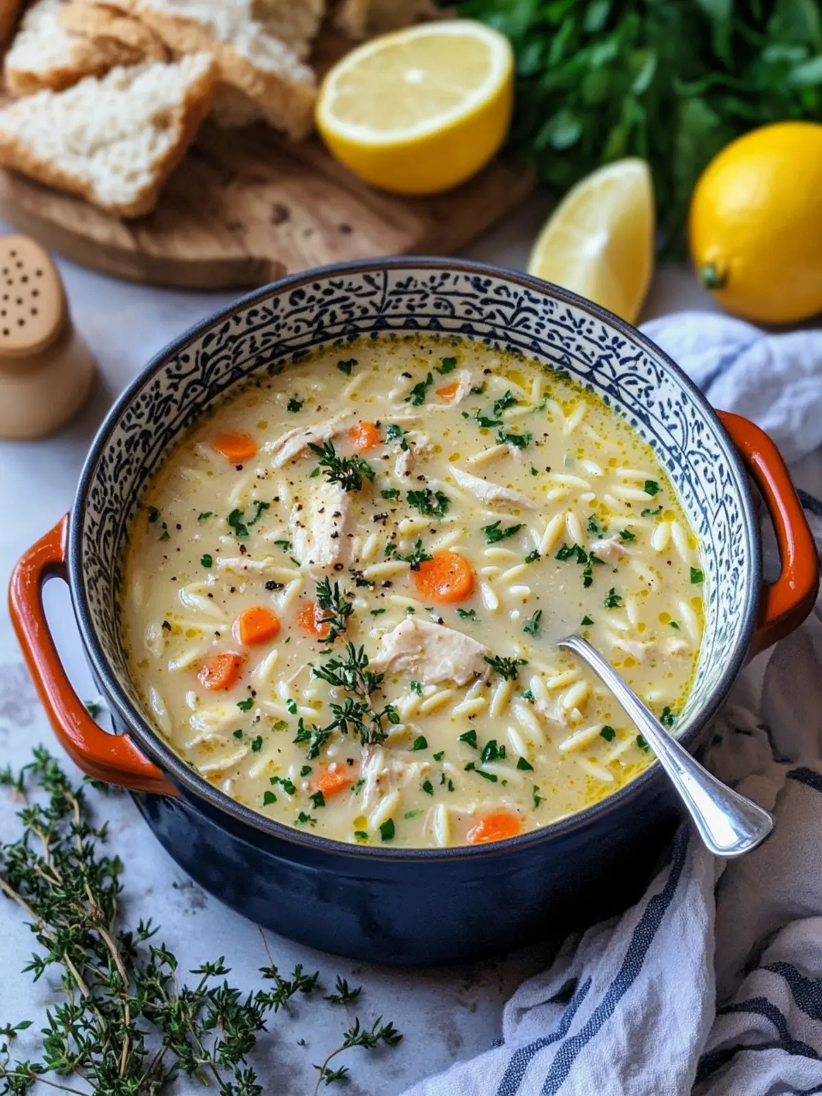 Creamy Lemon Orzo Chicken Soup