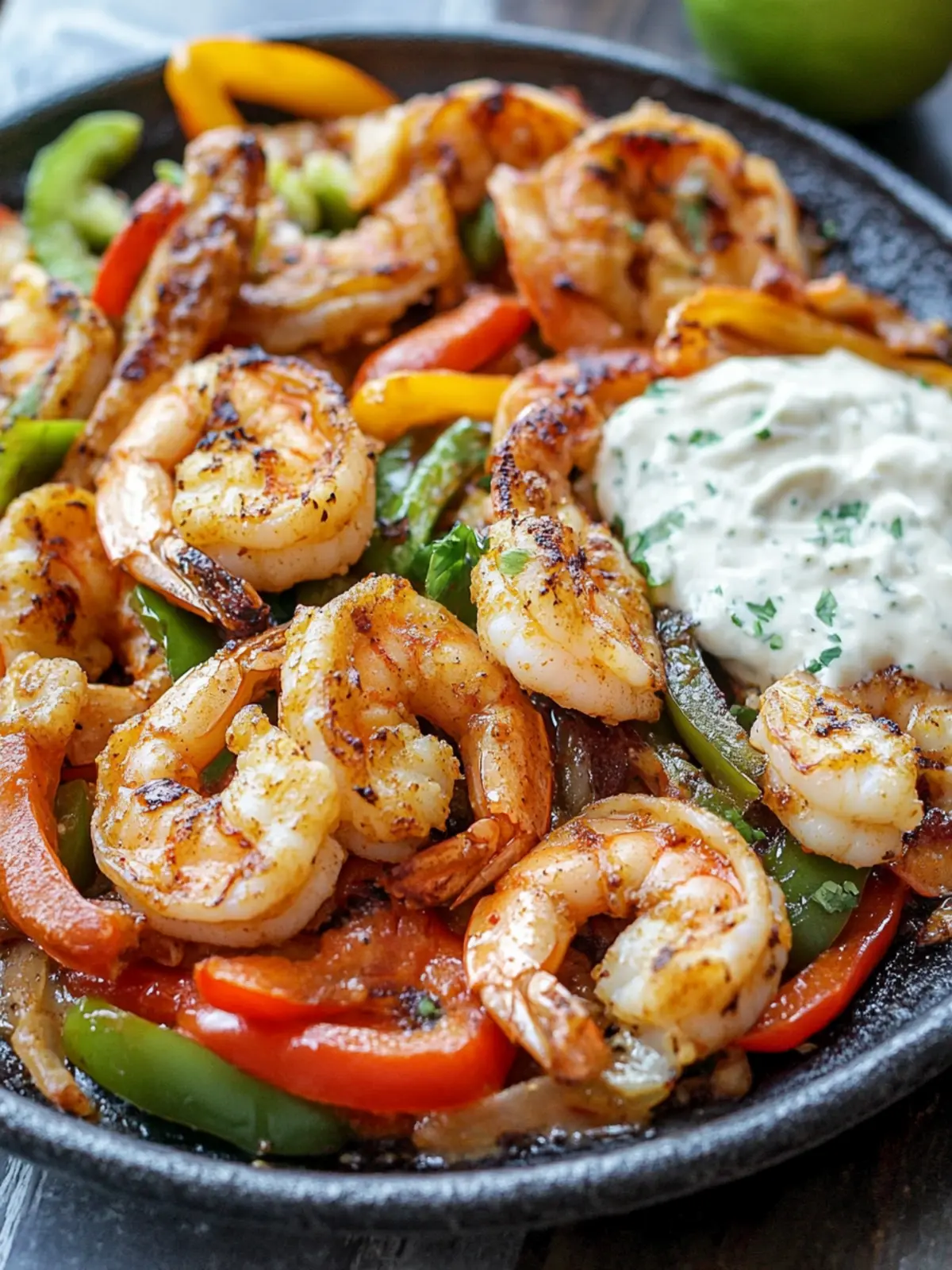 Shrimp Fajitas con Queso