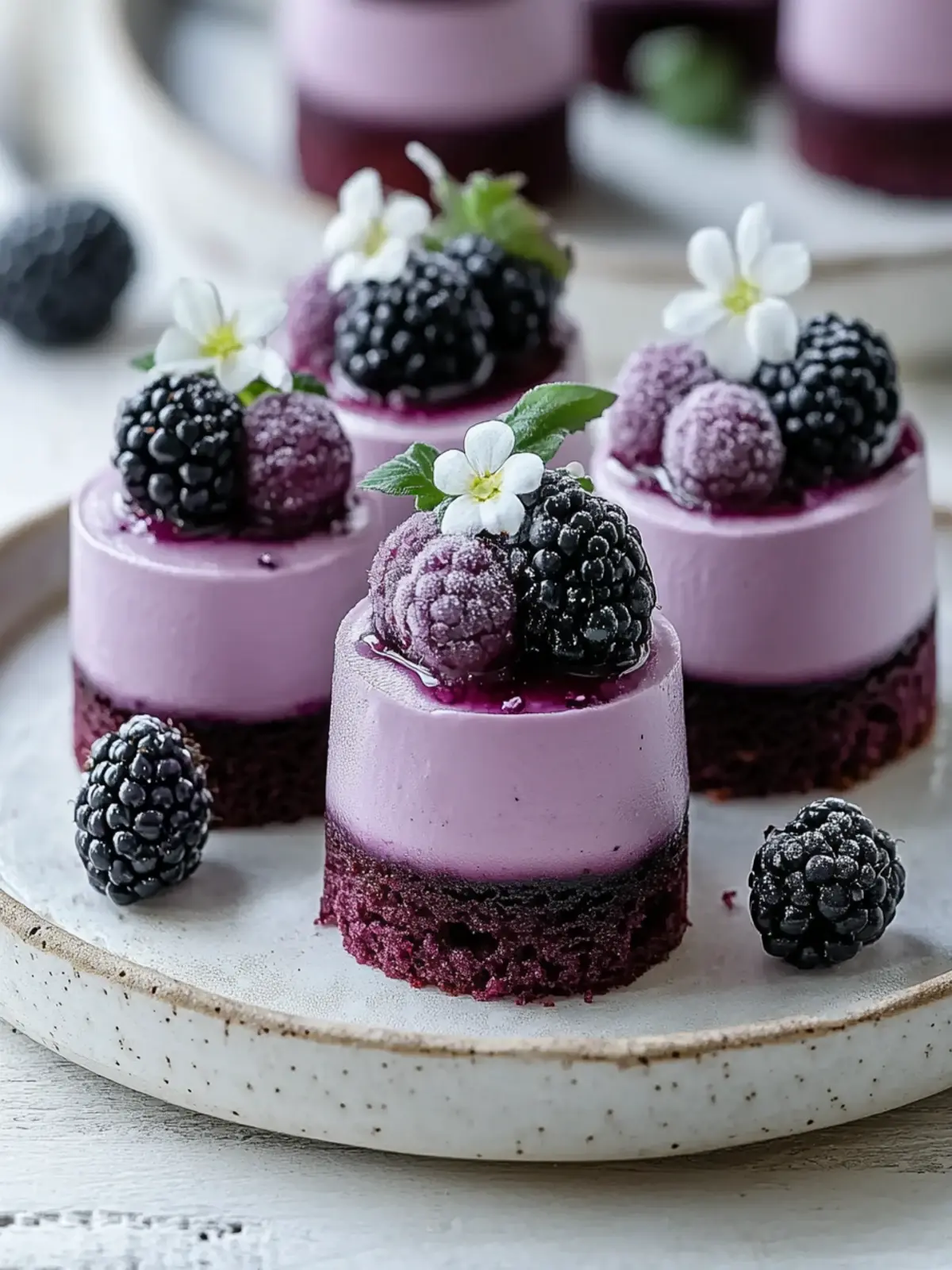 Mini Blackberry Mousse Cakes