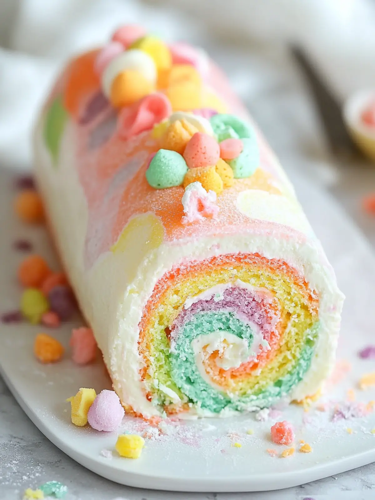 Rainbow Sherbet Cake Roll