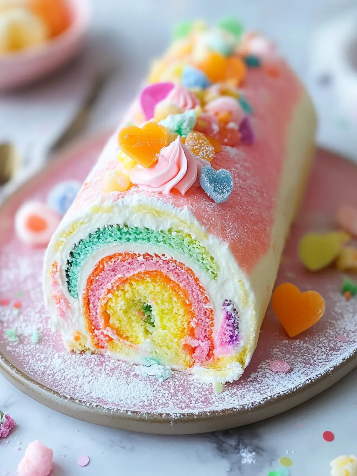 Rainbow Sherbet Cake Roll