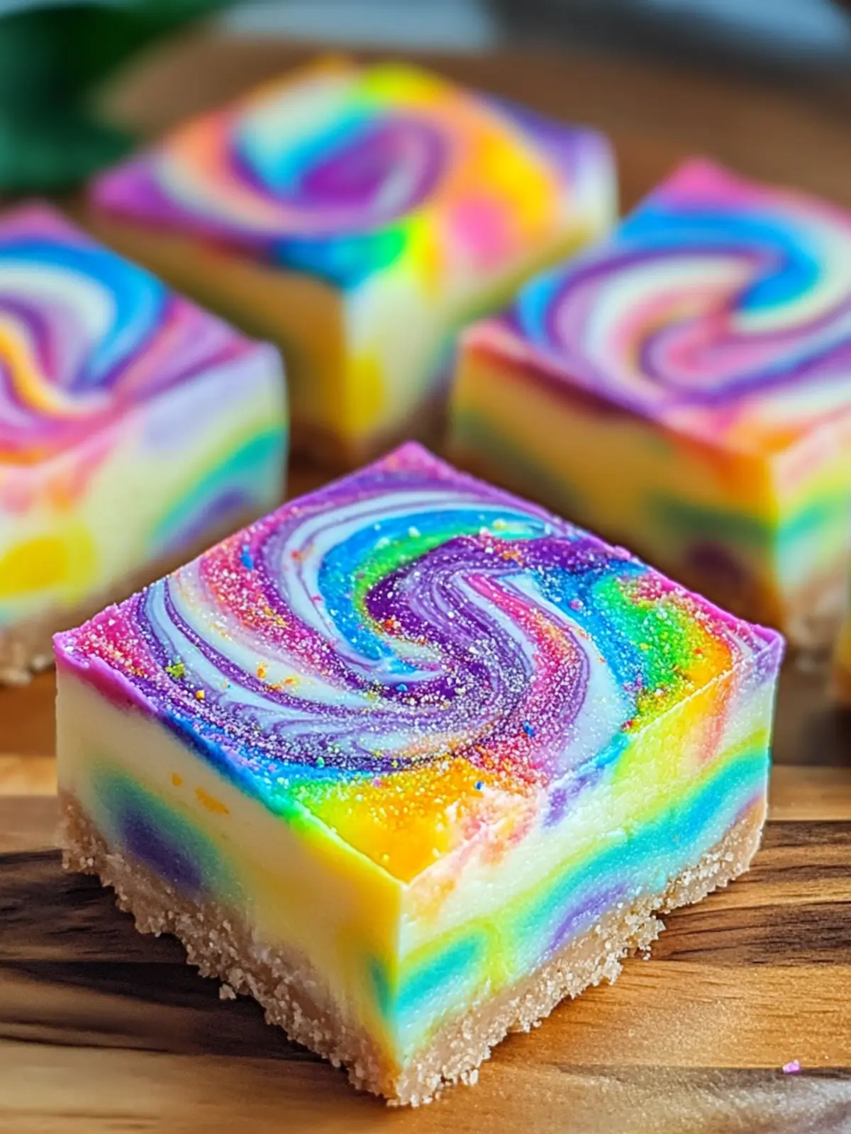 Rainbow Cheesecake Swirl Bars