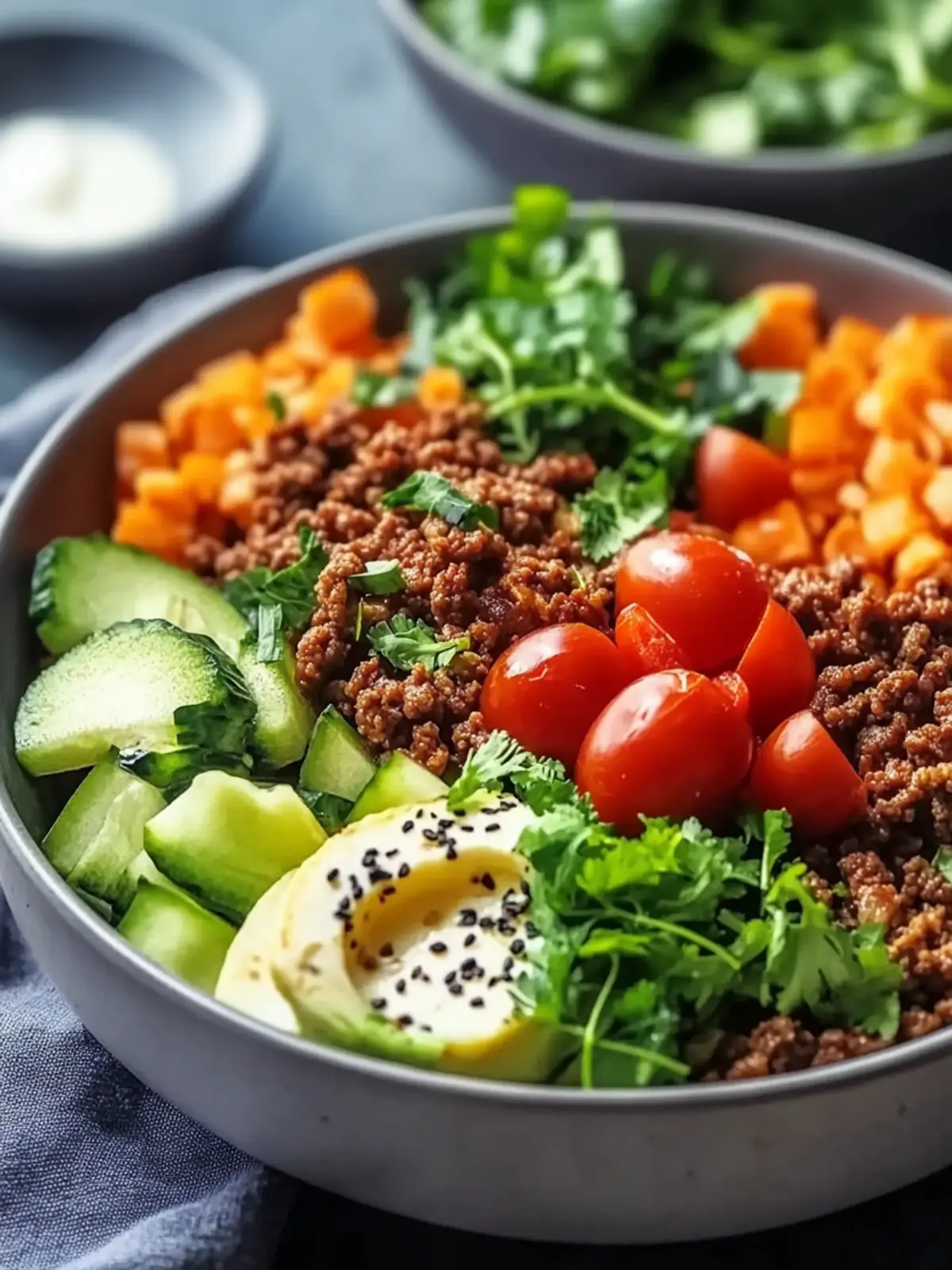 High Protein Ground Beef Power Bowls