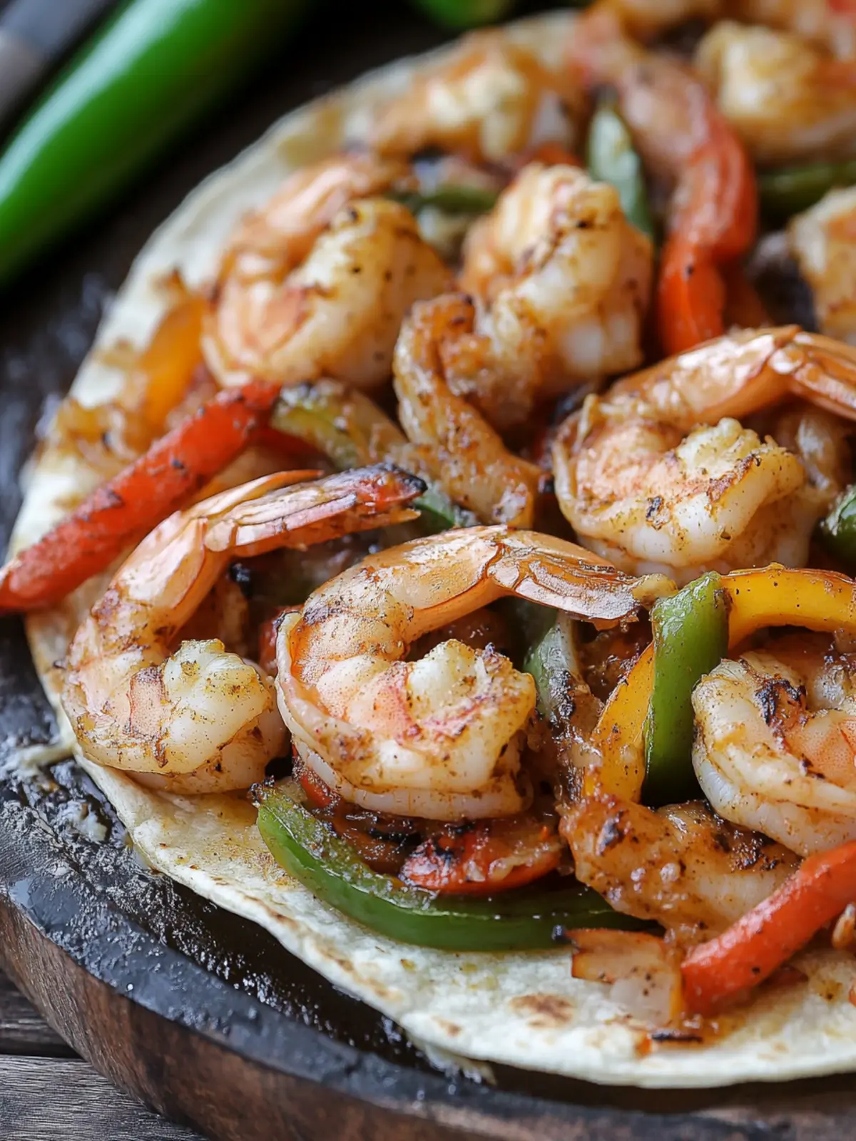 Shrimp Fajitas con Queso