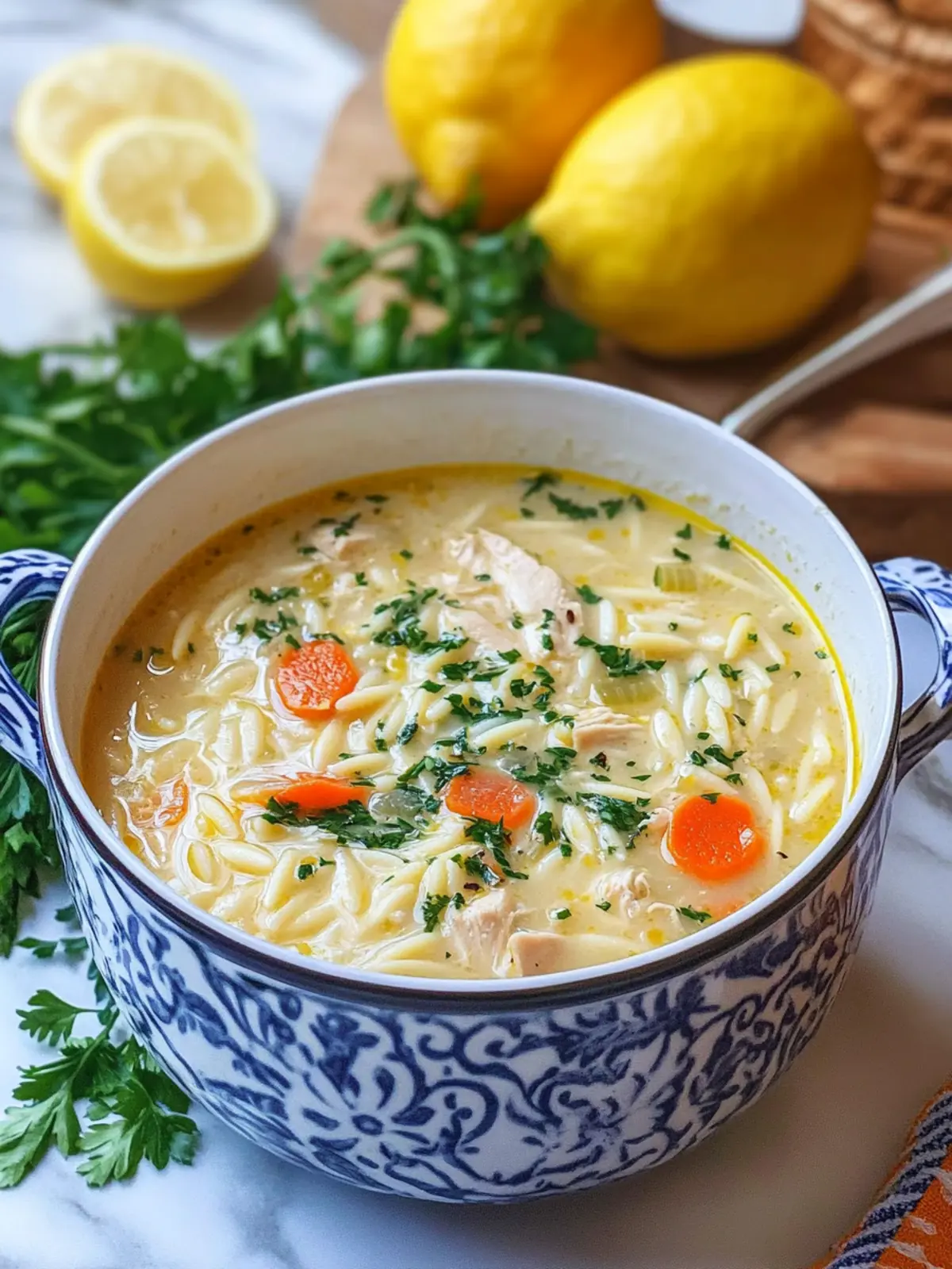 Creamy Lemon Orzo Chicken Soup