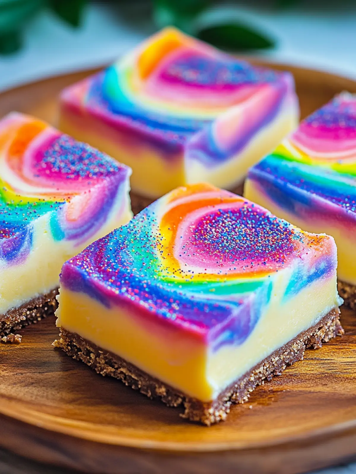 Rainbow Cheesecake Swirl Bars