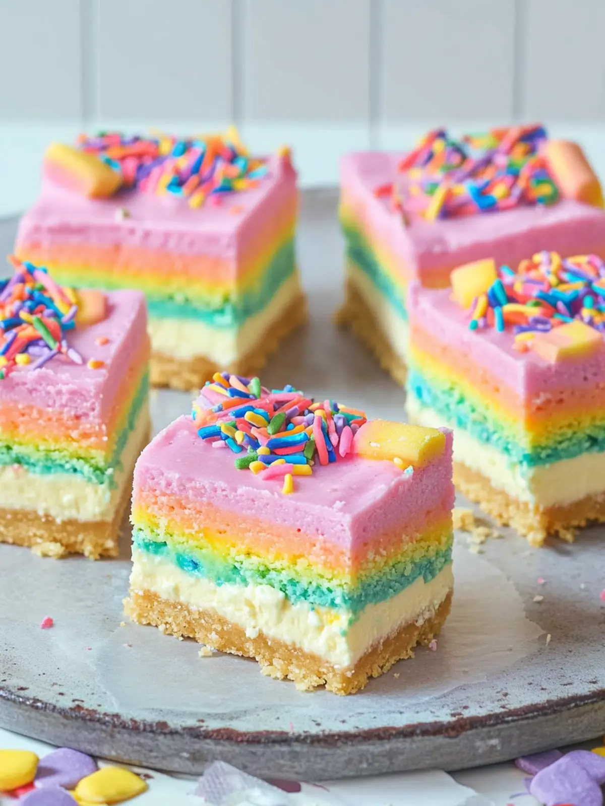 Rainbow Cheesecake Bars
