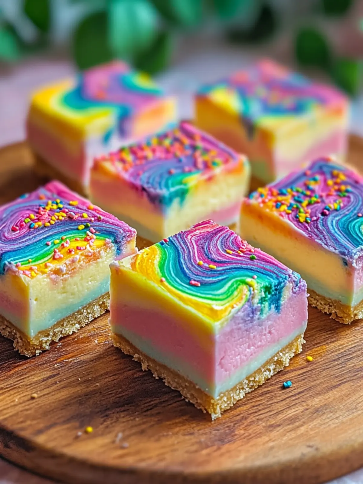 Rainbow Cheesecake Swirl Bars