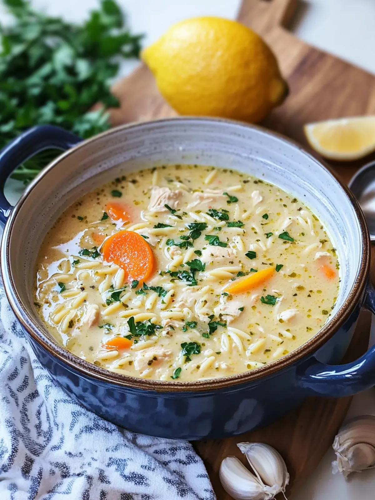Creamy Lemon Orzo Chicken Soup