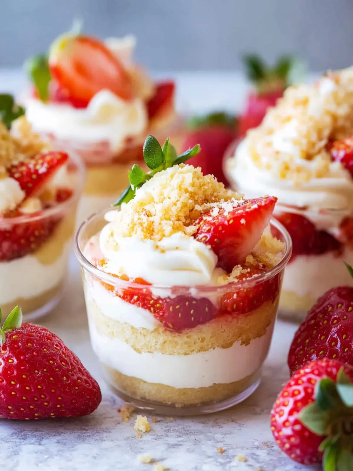 Strawberry Shortcake Pudding Cups