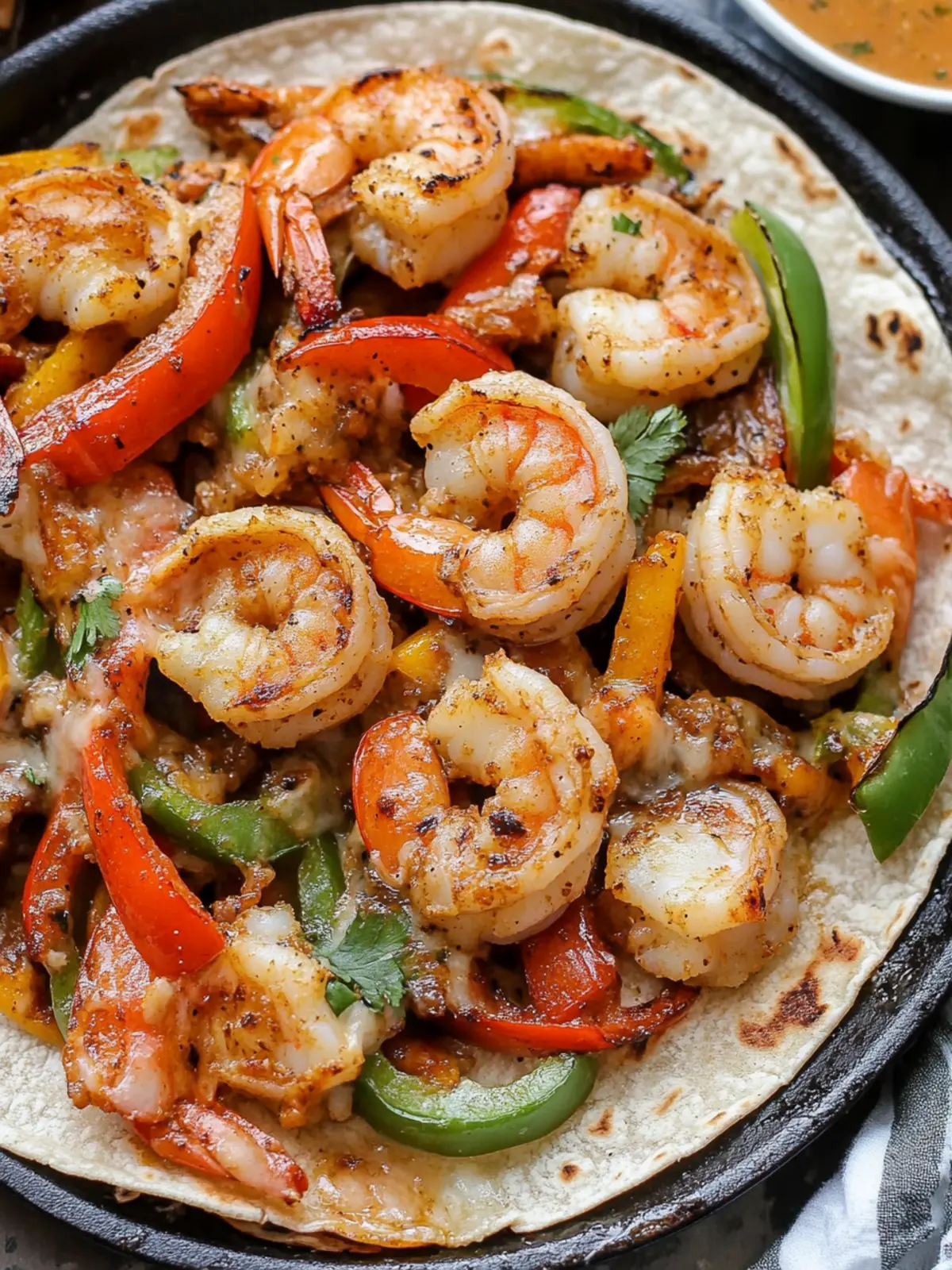 Shrimp Fajitas con Queso