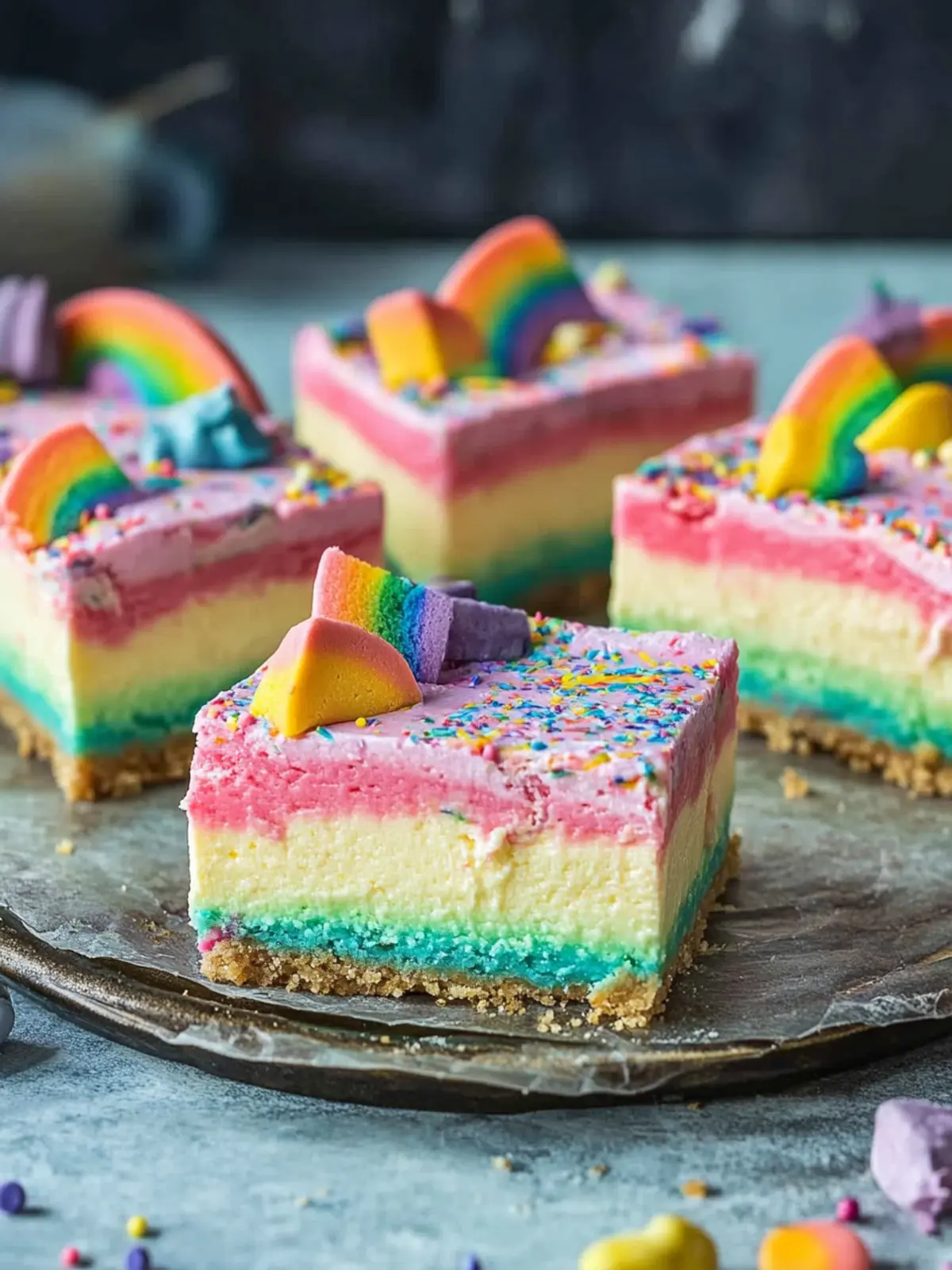 Rainbow Cheesecake Bars