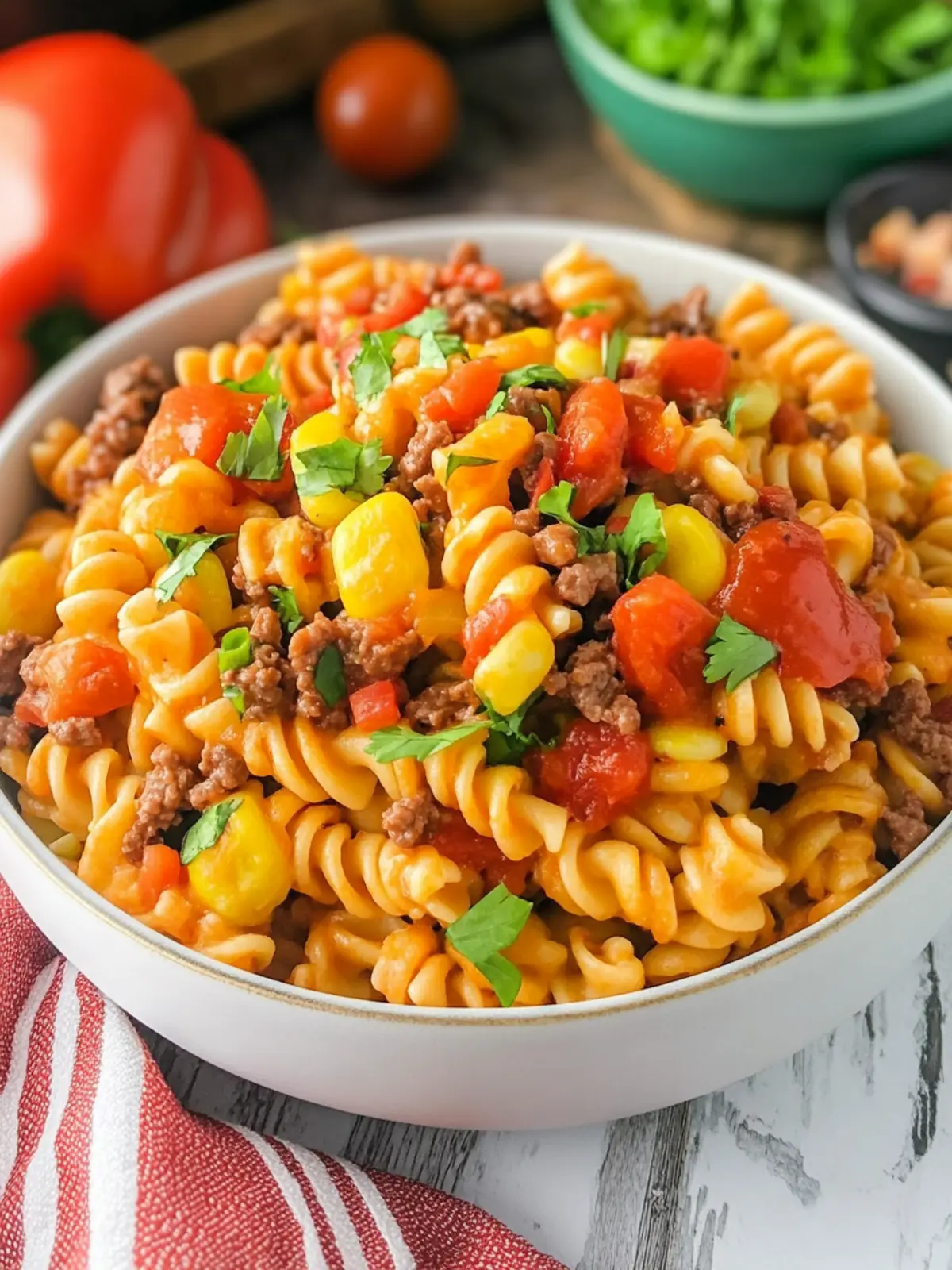 Cheesy Taco Pasta Salad with Catalina