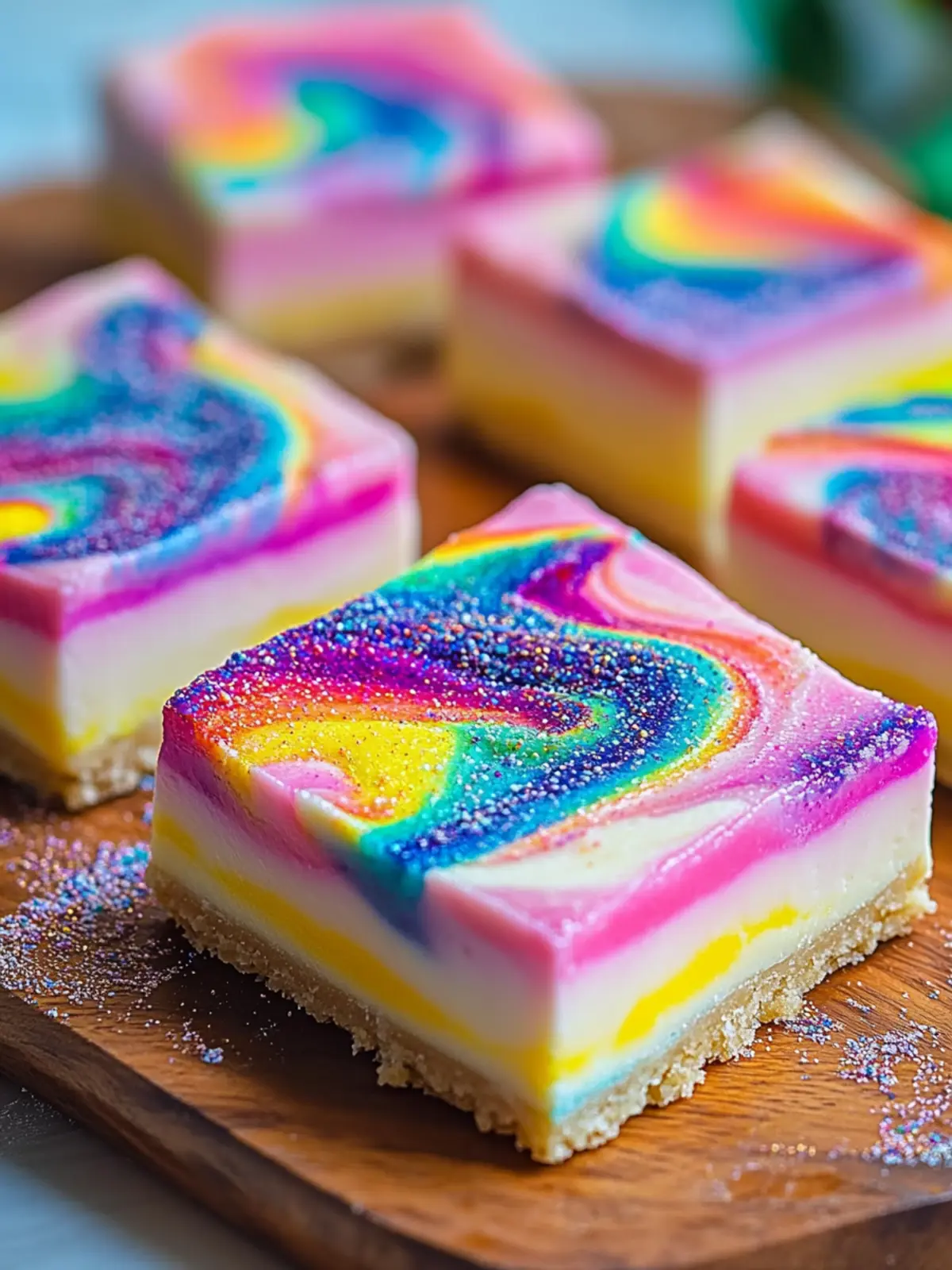 Rainbow Cheesecake Swirl Bars