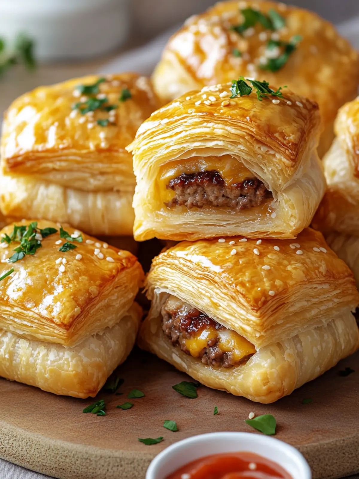 Cheeseburger Puff Pastry Bites