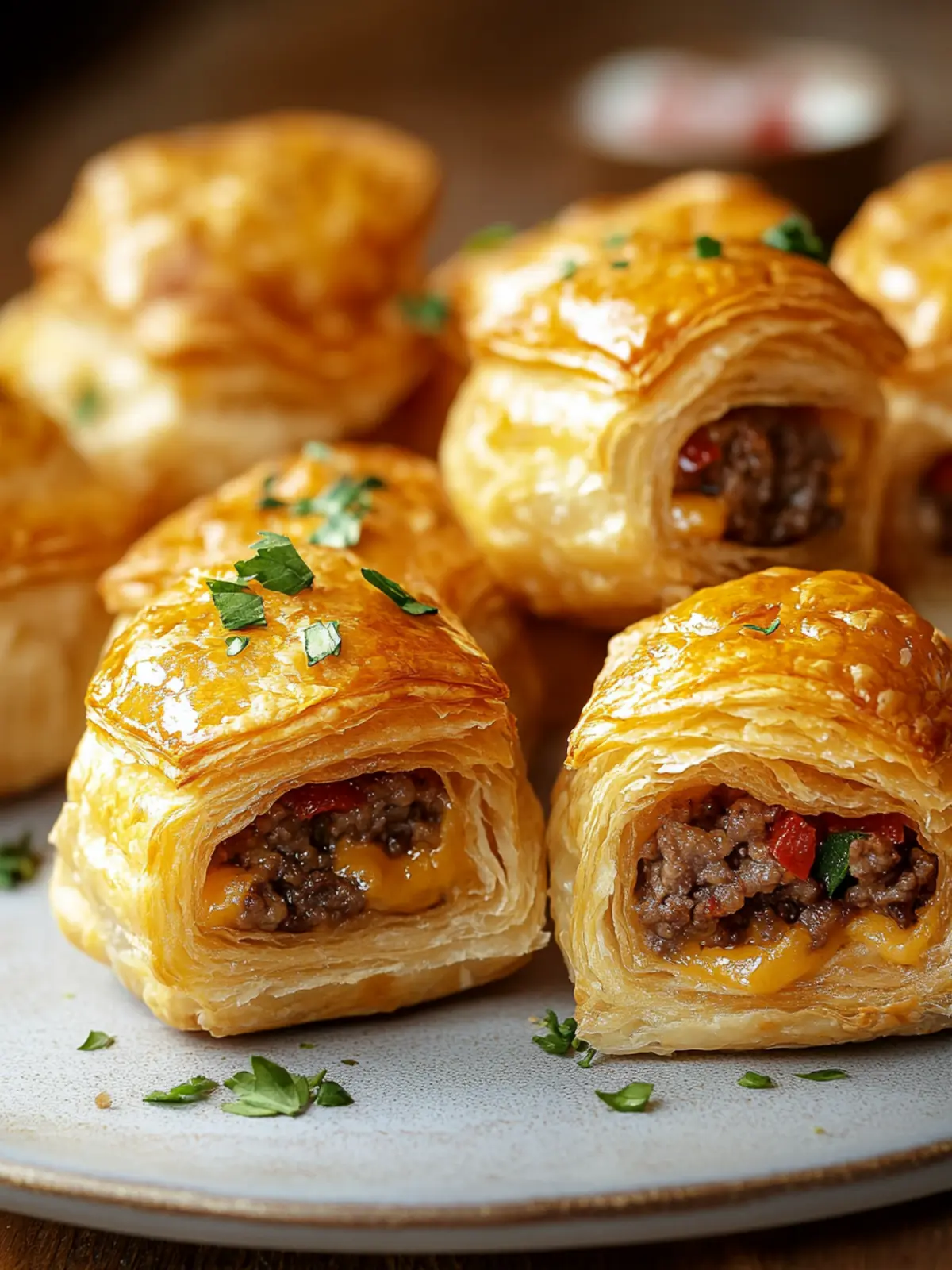 Cheeseburger Puff Pastry Bites