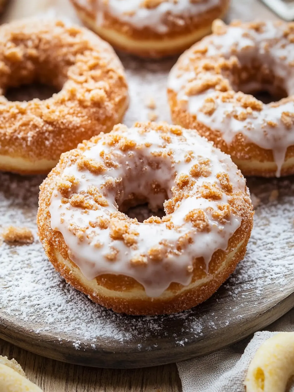 Coffee Cake Donuts with Vanilla Glaze