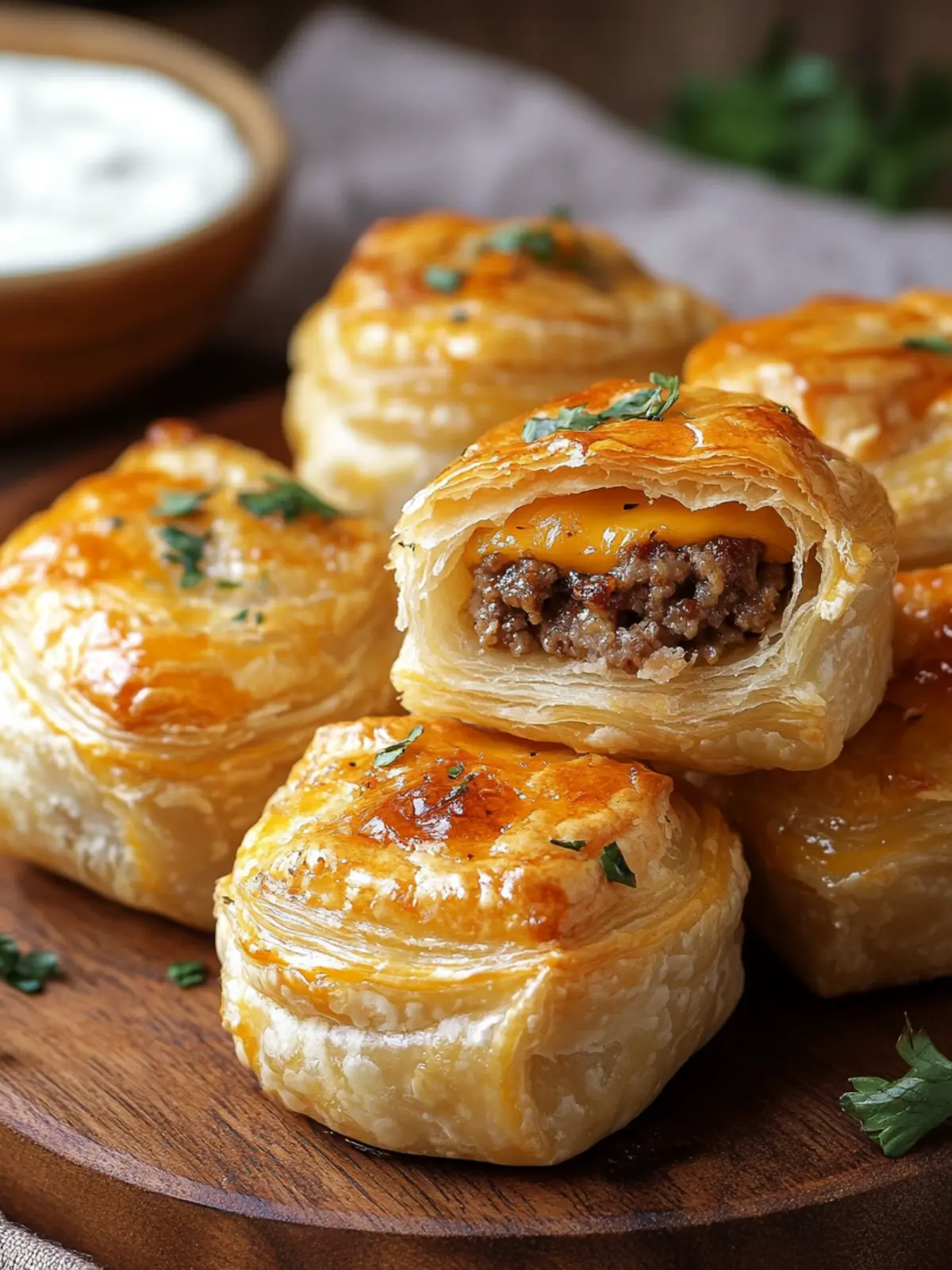 Cheeseburger Puff Pastry Bites