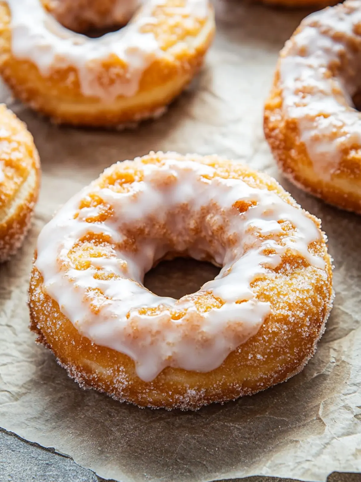 Coffee Cake Donuts with Vanilla Glaze