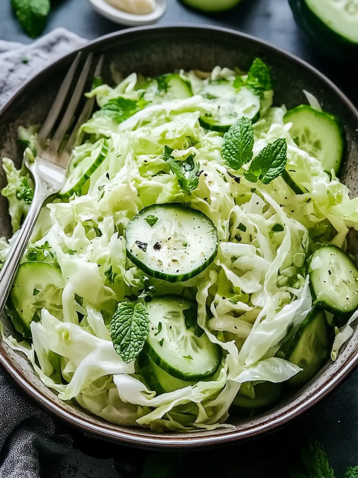 Crunchy Green Cabbage Cucumber Salad