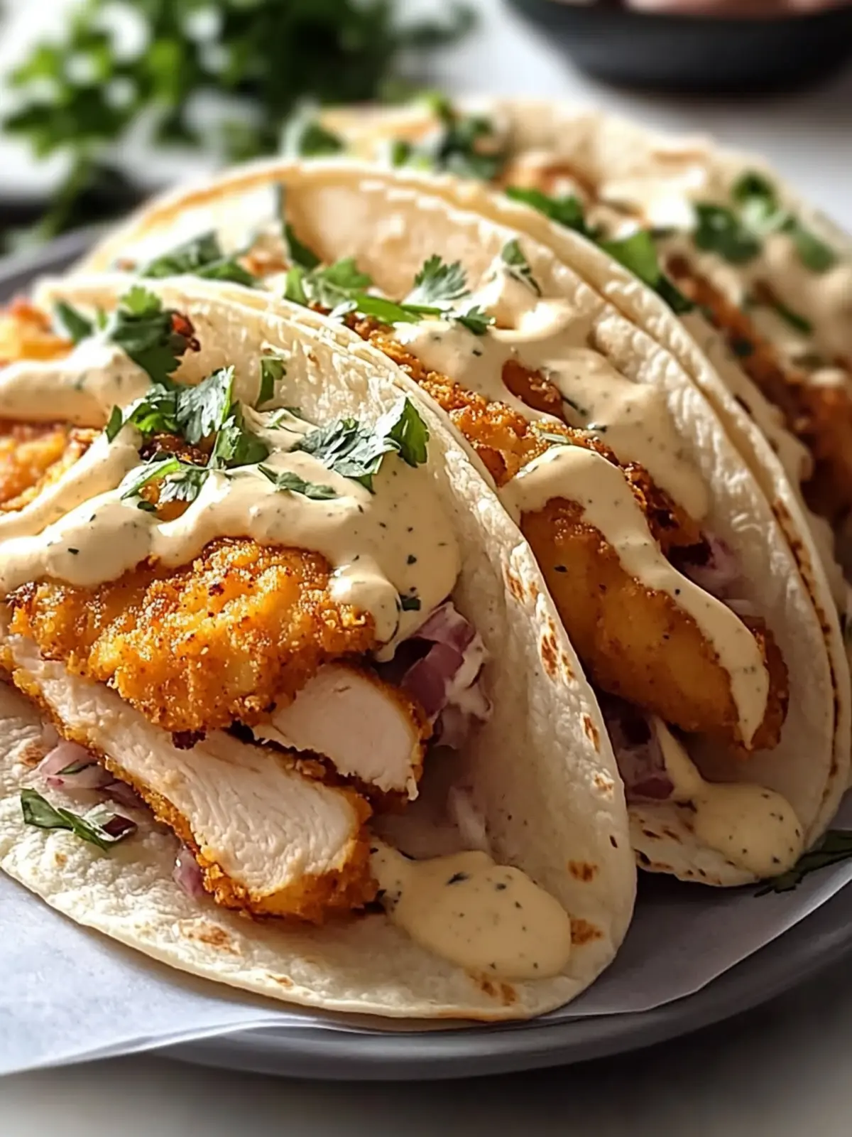 Crispy Chicken Alfredo Tacos