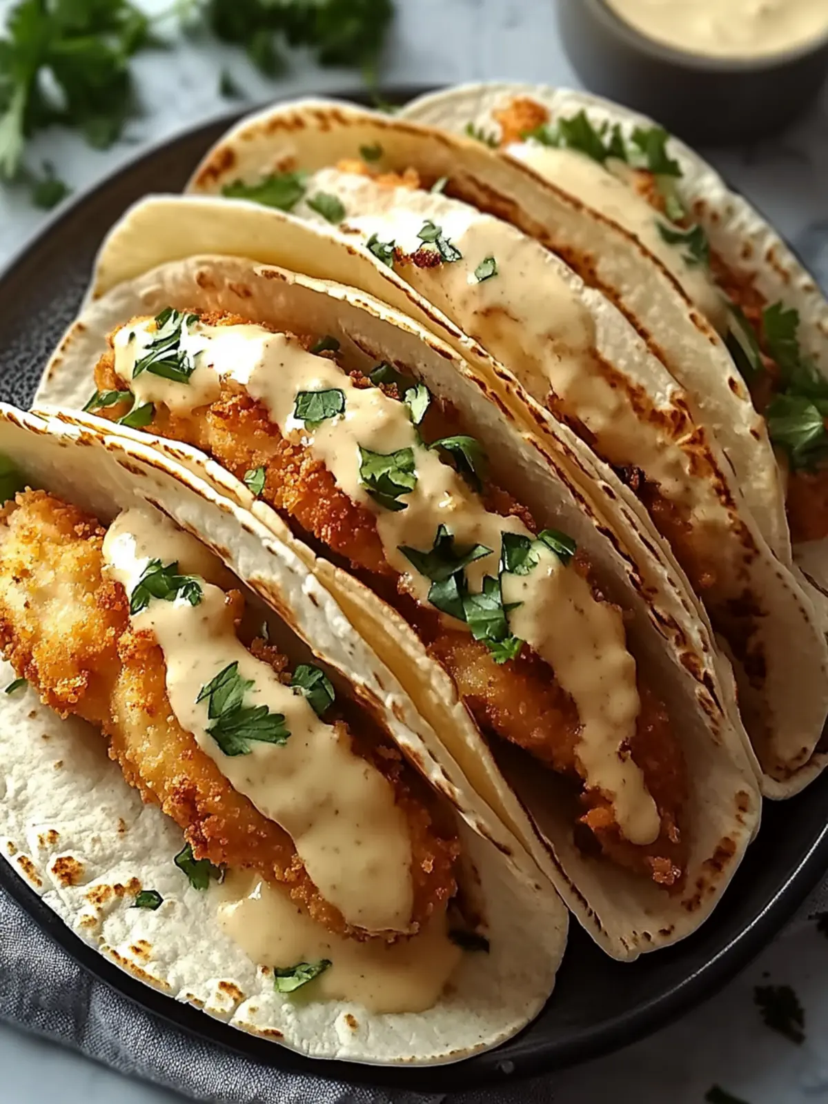 Crispy Chicken Alfredo Tacos