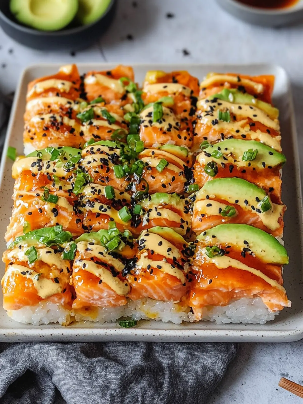 Easy Spicy Salmon Sushi Bake