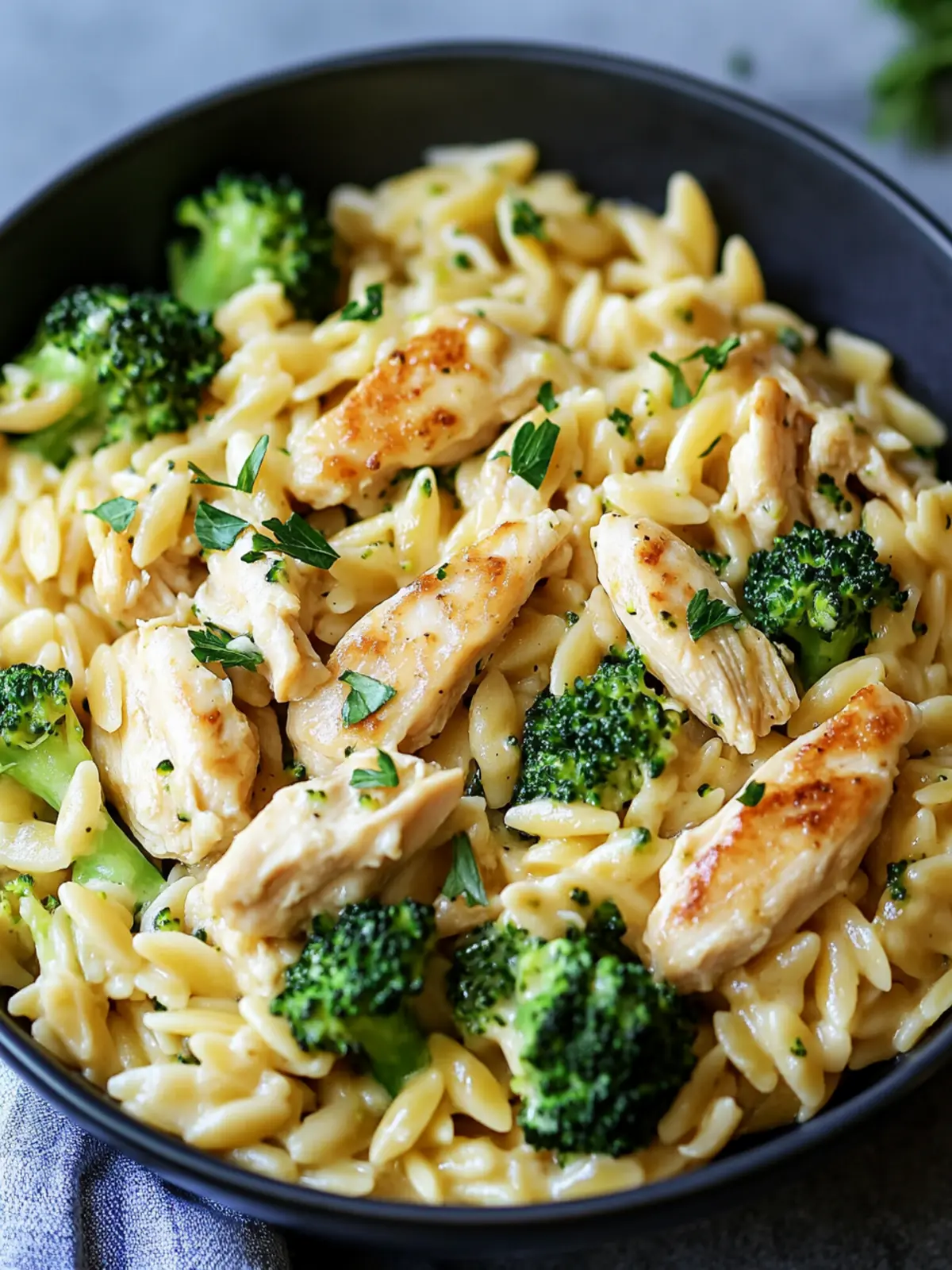 Cheesy Chicken Broccoli Orzo