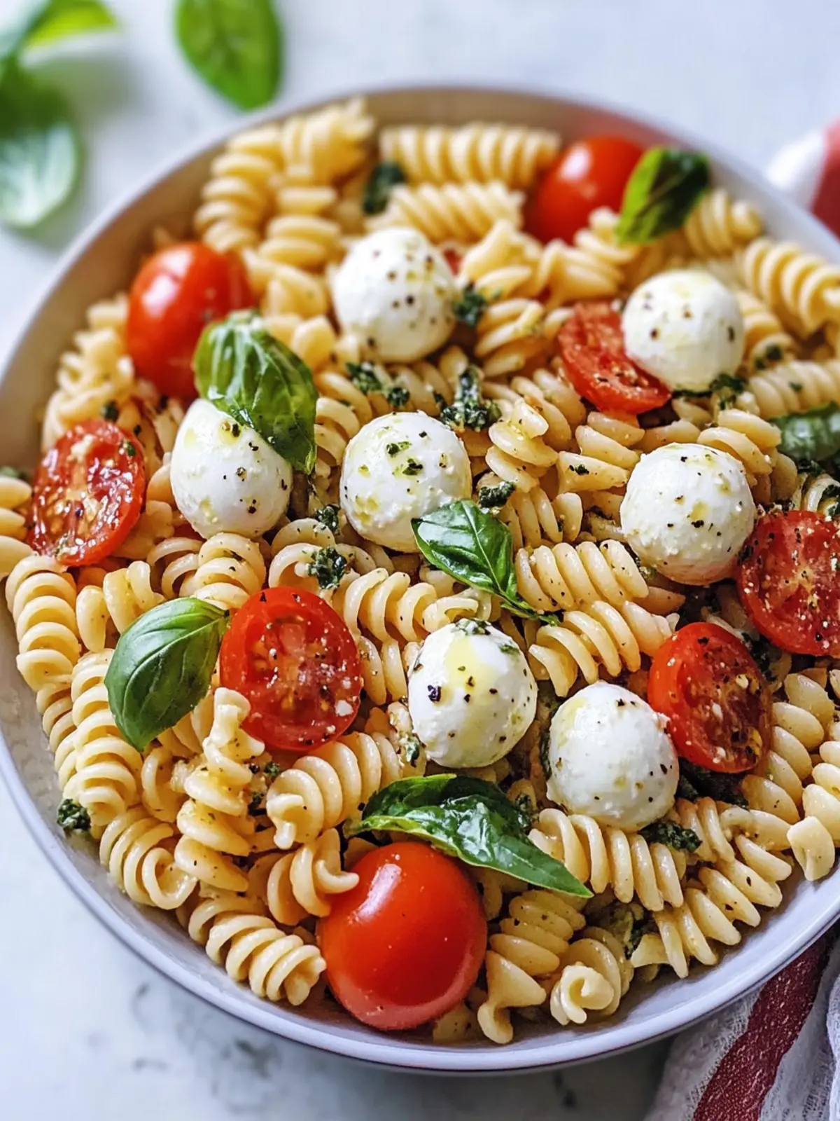 Caprese Pasta Salad with Mozzarella Balls