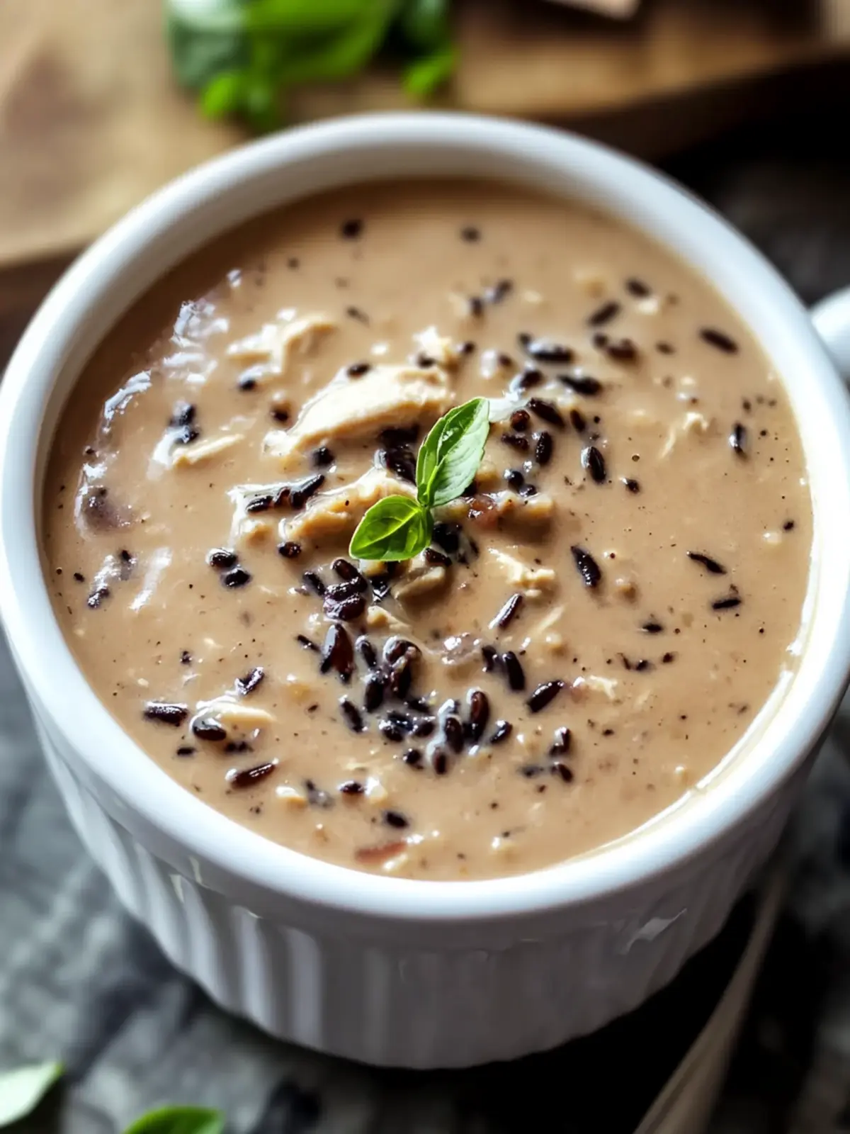 Creamy Crockpot Chicken Black Rice Soup