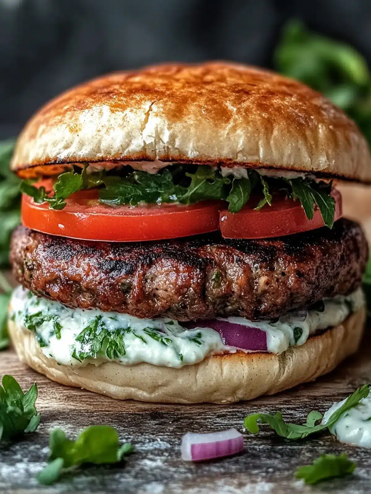 Savory Lebanese Kafta Burger with Garlic Toum