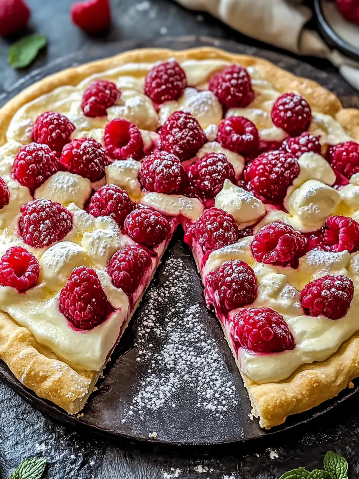Raspberry Cheesecake Dessert Pizza