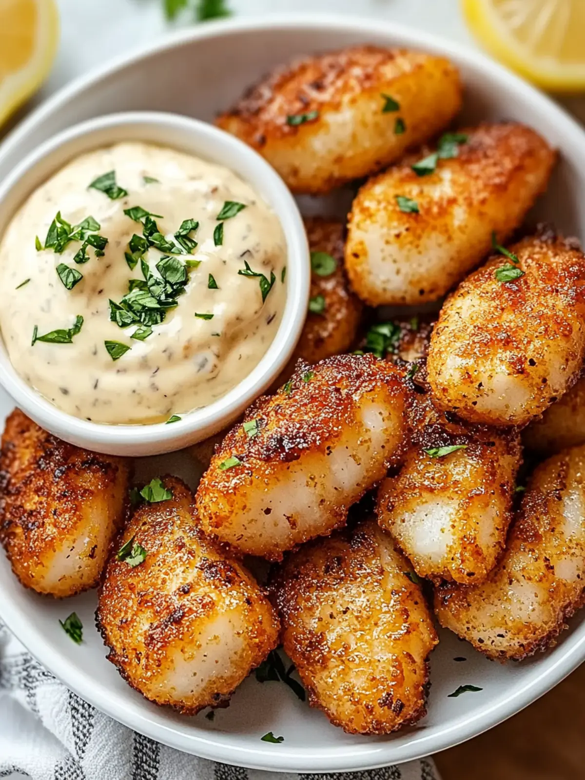 Lemon Butter Fish Bites with Garlic Aioli