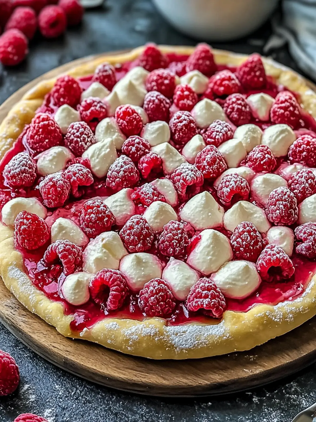 Raspberry Cheesecake Dessert Pizza