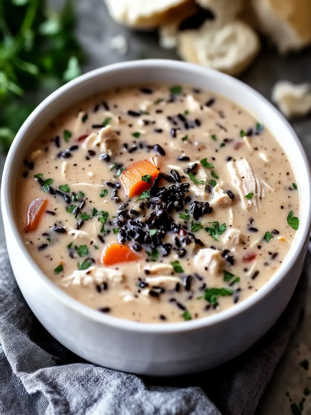 Creamy Crockpot Chicken Black Rice Soup