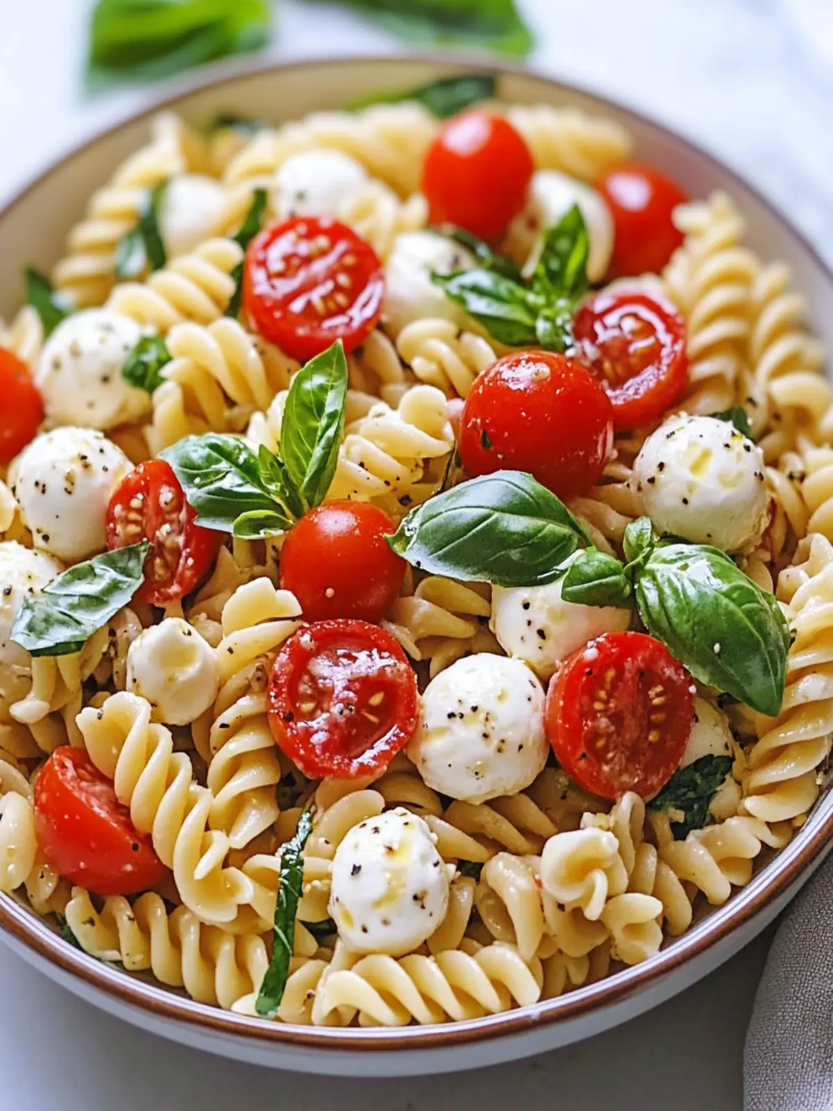 Caprese Pasta Salad with Mozzarella Balls