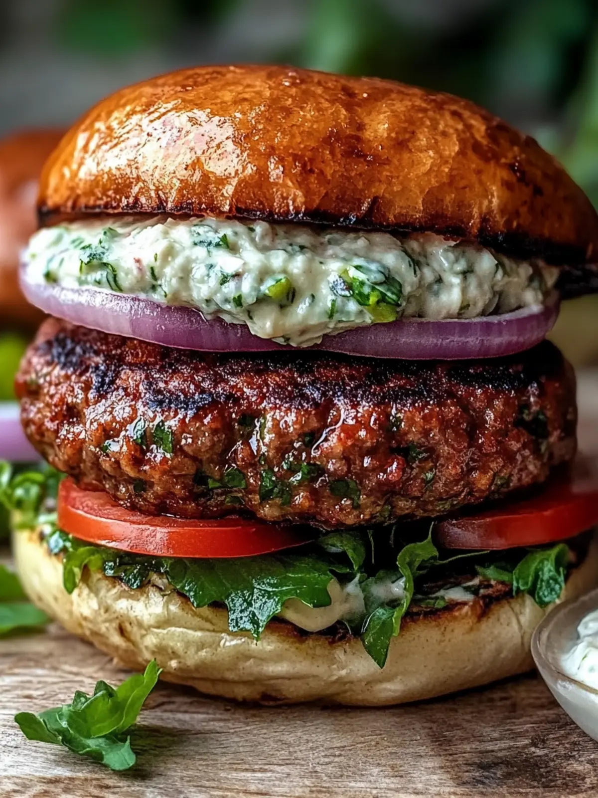 Savory Lebanese Kafta Burger with Garlic Toum
