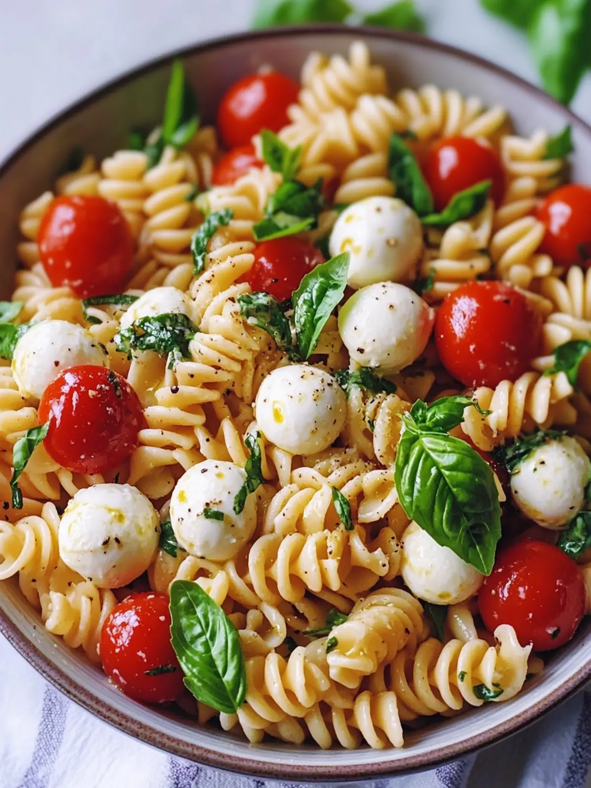 Caprese Pasta Salad with Mozzarella Balls