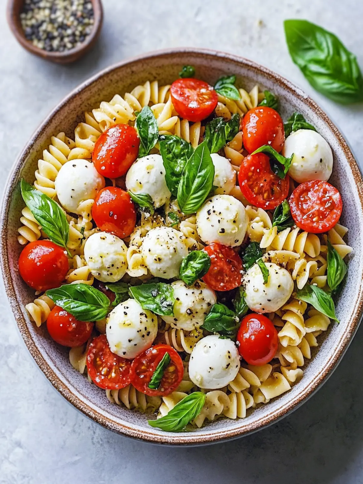 Caprese Pasta Salad with Mozzarella Balls