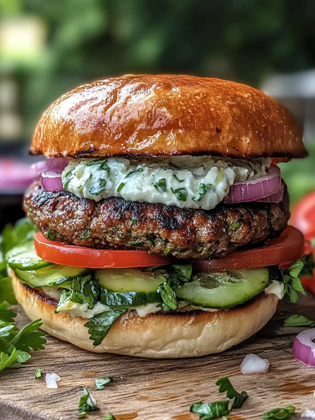Savory Lebanese Kafta Burger with Garlic Toum