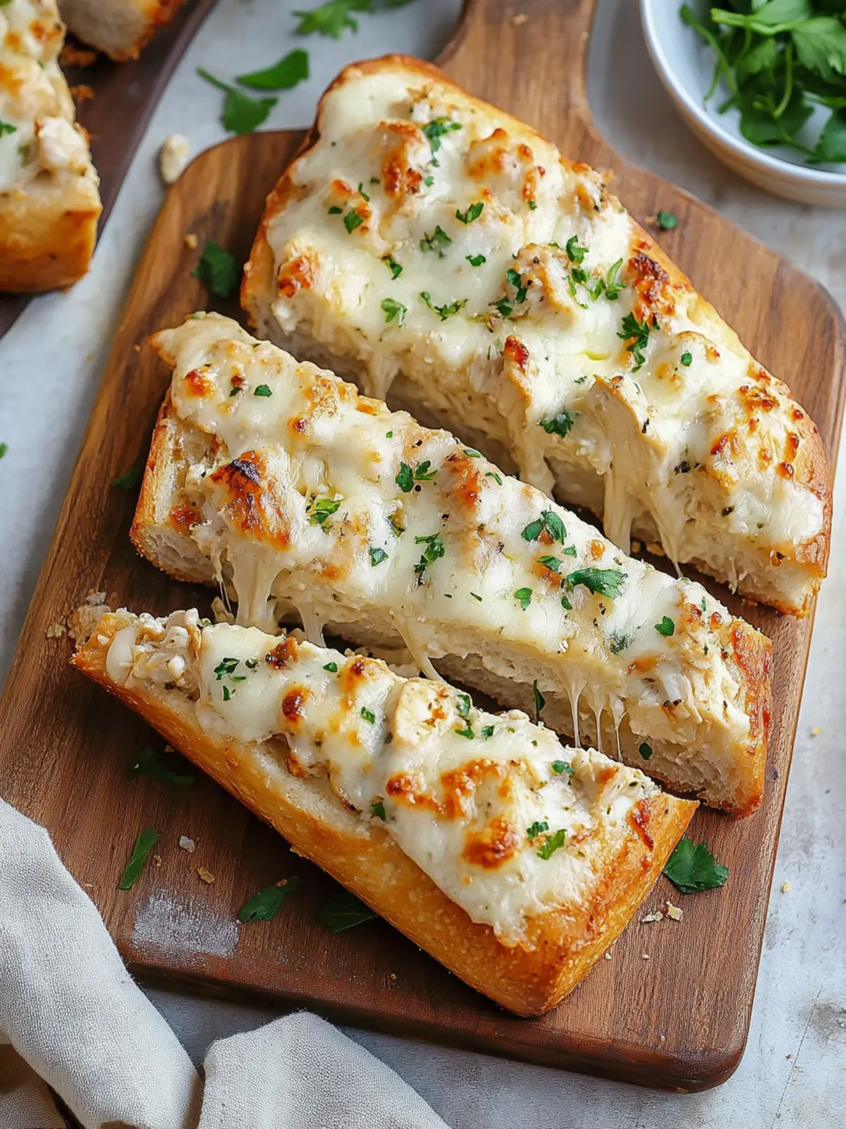 Chicken Alfredo Garlic Bread