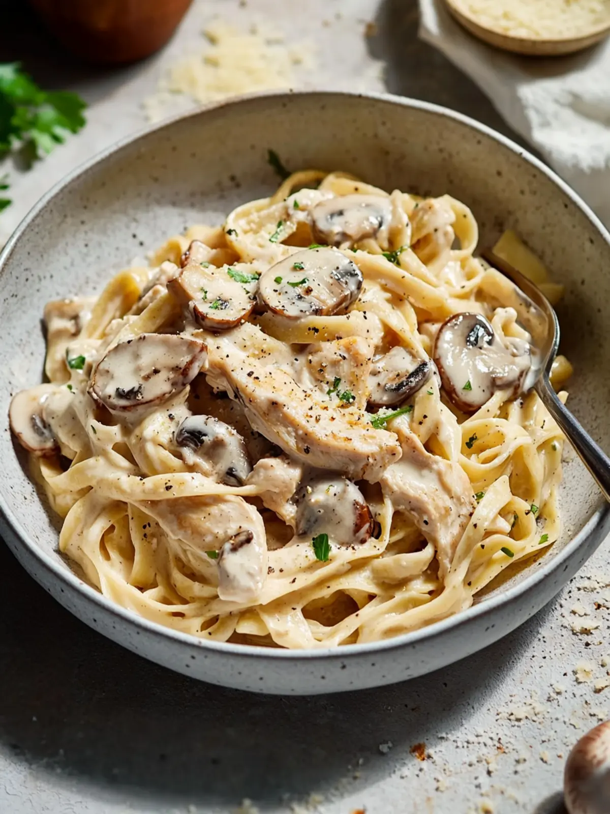 Creamy Chicken Mushroom Alfredo